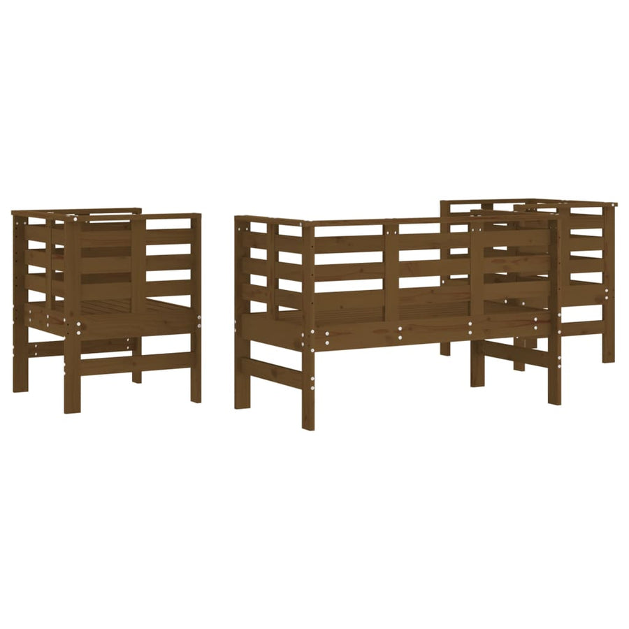 -Delige Loungeset Massief Grenenhout Honingbruin Honingbruin grenenhout
