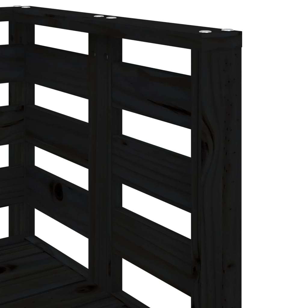 -Delige Loungeset Massief Grenenhout Zwart Zwart grenenhout