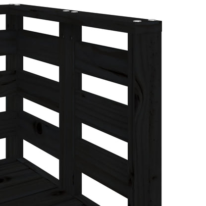 -Delige Loungeset Massief Grenenhout Zwart Zwart grenenhout