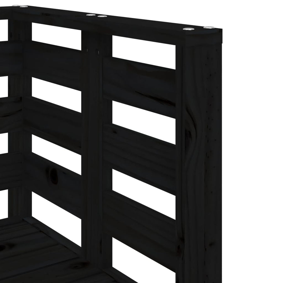 -Delige Loungeset Massief Grenenhout Zwart Zwart grenenhout