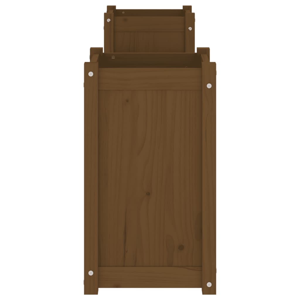 Bankje Met Plantenbakken 80X36X63 Cm Grenenhout Honingbruin Honingbruin grenenhout
