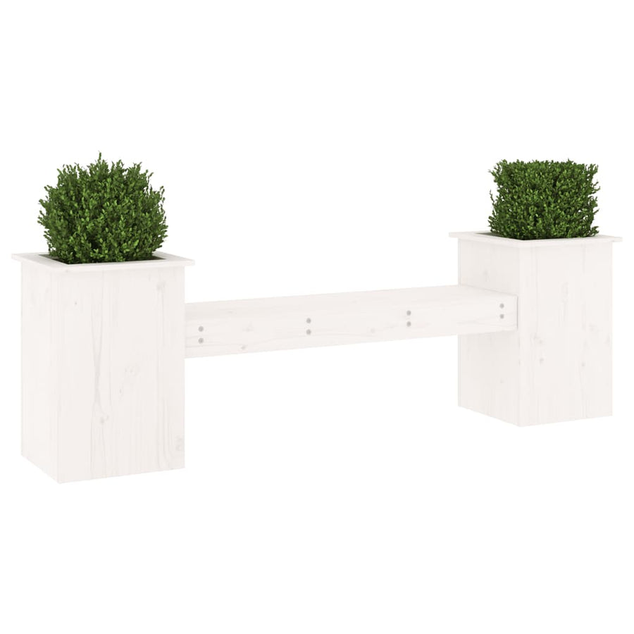 Bankje Met Plantenbakken 84,5X39,5X56,5 Cm Grenenhout Wit Wit grenenhout