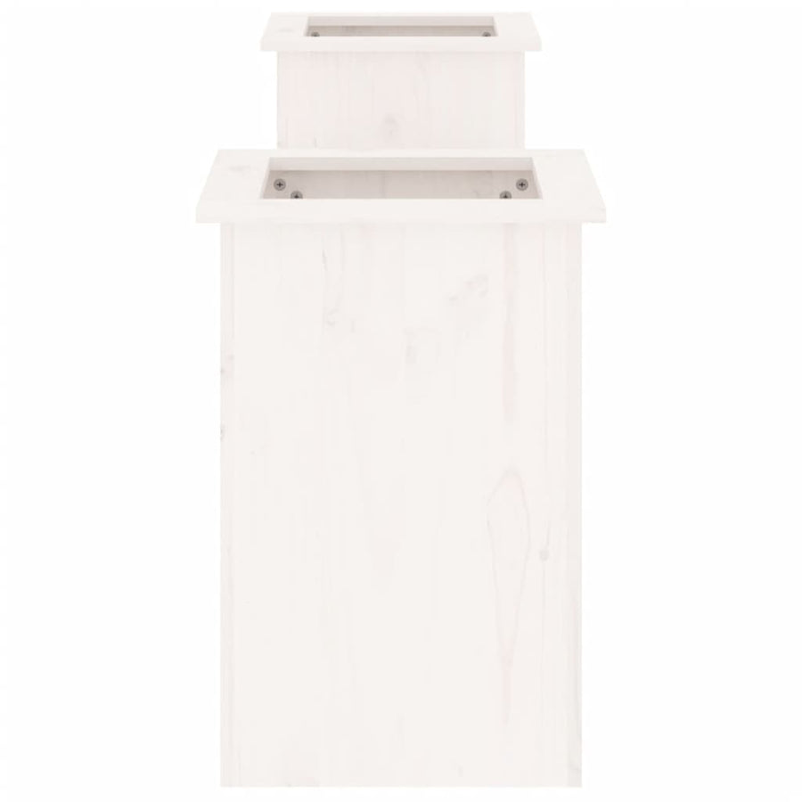 Bankje Met Plantenbakken 84,5X39,5X56,5 Cm Grenenhout Wit Wit grenenhout