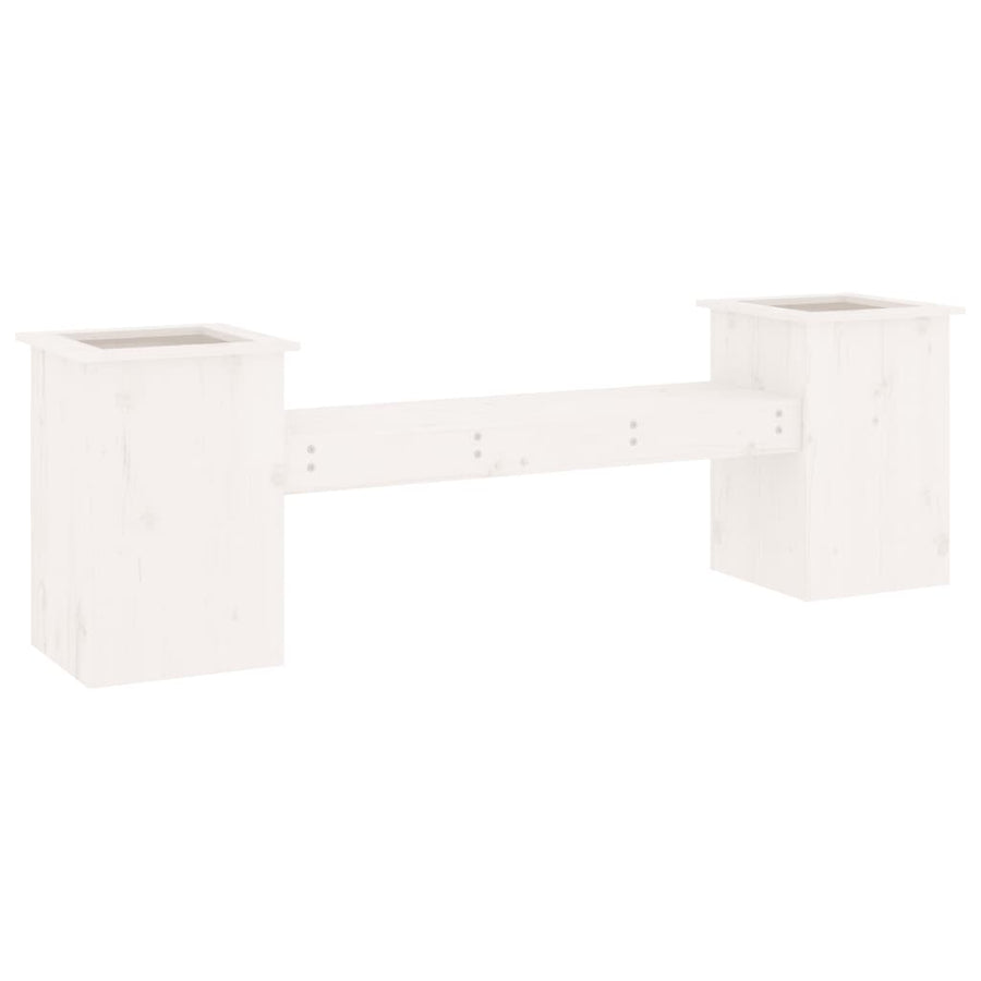 Bankje Met Plantenbakken 84,5X39,5X56,5 Cm Grenenhout Wit Wit grenenhout
