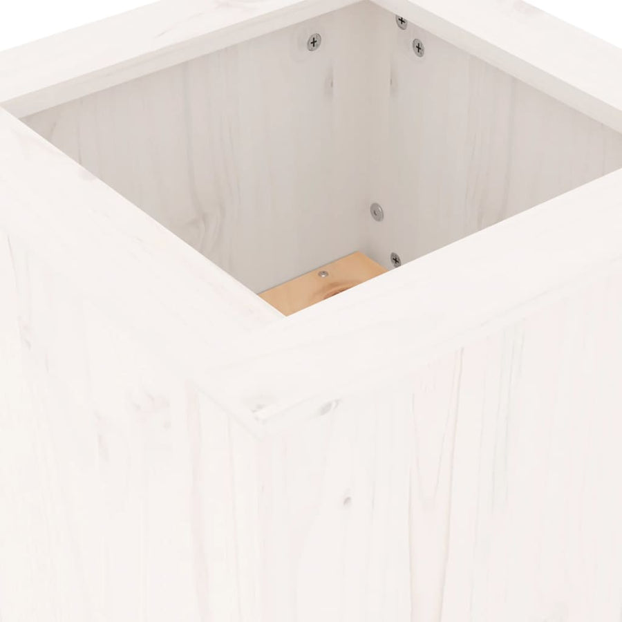 Bankje Met Plantenbakken 84,5X39,5X56,5 Cm Grenenhout Wit Wit grenenhout