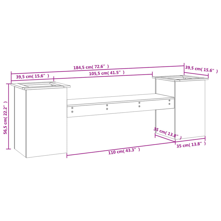 Bankje Met Plantenbakken 84,5X39,5X56,5 Cm Grenenhout Wit Wit grenenhout