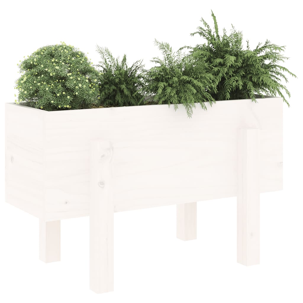 Plantenbak 62X30X38 Cm Massief Grenenhout Wit