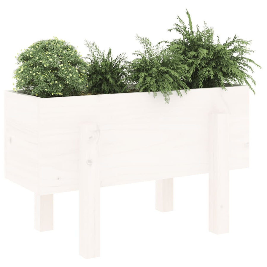 Plantenbak 62X30X38 Cm Massief Grenenhout Wit