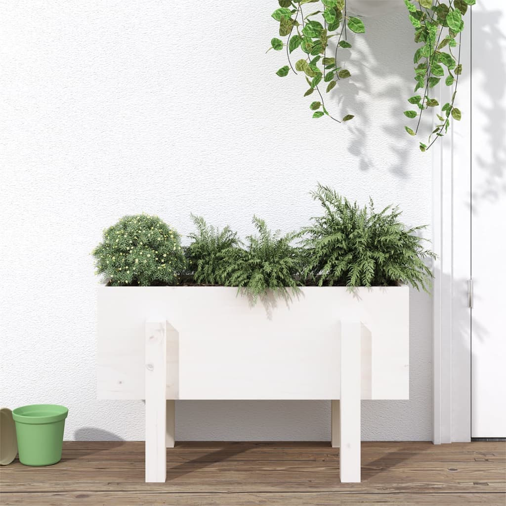 Plantenbak 62X30X38 Cm Massief Grenenhout Wit