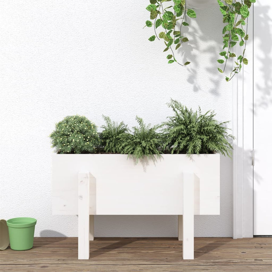Plantenbak 62X30X38 Cm Massief Grenenhout Wit