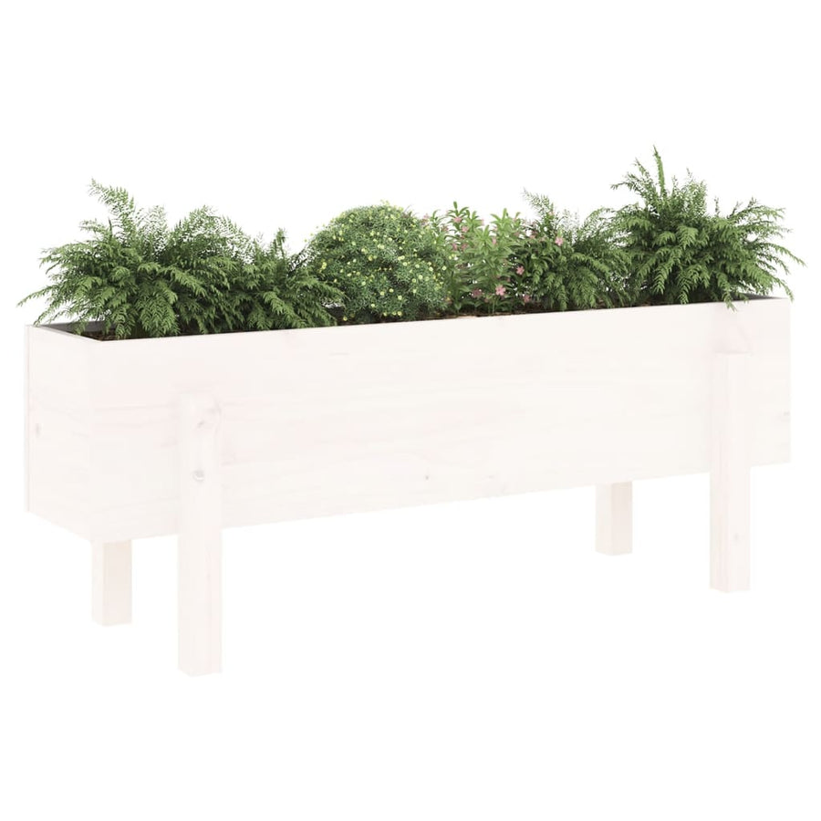 Plantenbak Verhoogd 101X30X38 Cm Massief Grenenhout Wit