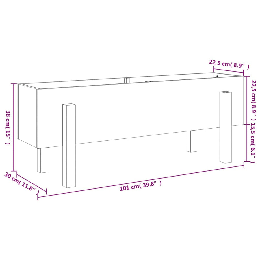 Plantenbak Verhoogd 101X30X38 Cm Massief Grenenhout Wit