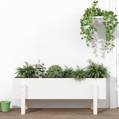 Plantenbak Verhoogd 101X30X38 Cm Massief Grenenhout Wit