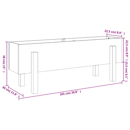 Plantenbak verhoogd 101x30x38 cm massief douglashout