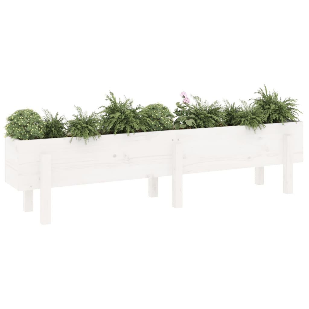 Plantenbak Verhoogd 160X30X38 Cm Massief Grenenhout Wit