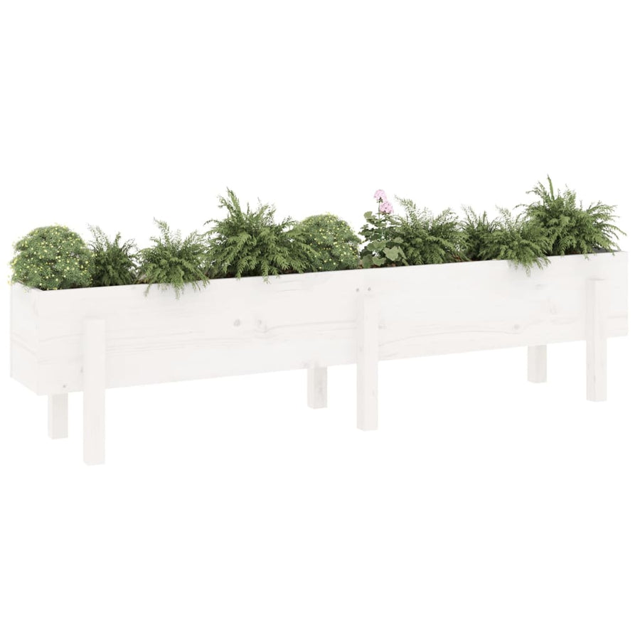 Plantenbak Verhoogd 160X30X38 Cm Massief Grenenhout Wit