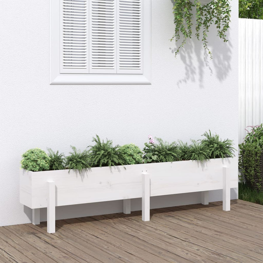 Plantenbak Verhoogd 160X30X38 Cm Massief Grenenhout Wit