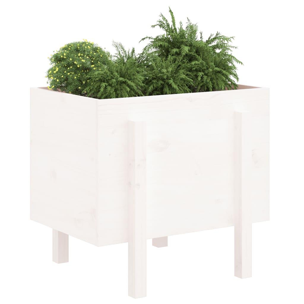 Plantenbak 62X50X57 Cm Massief Grenenhout Wit