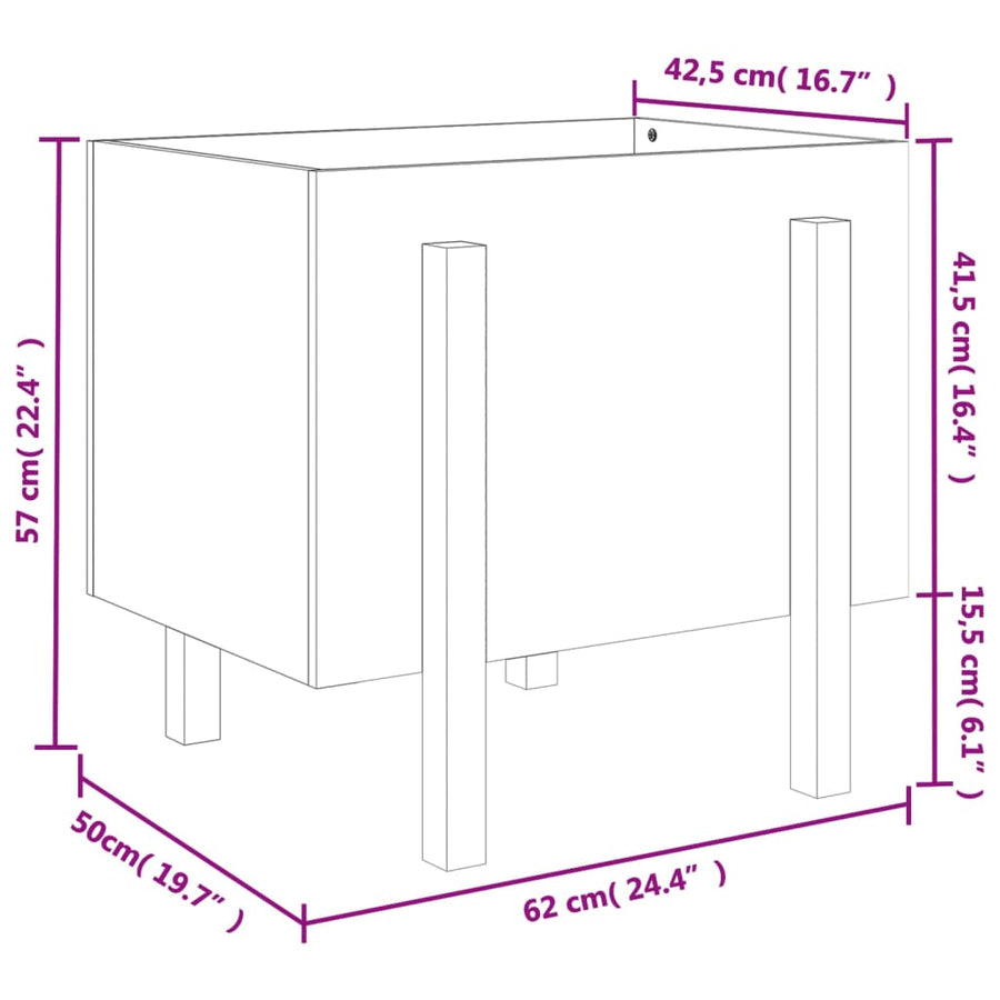 Plantenbak 62X50X57 Cm Massief Grenenhout Wit