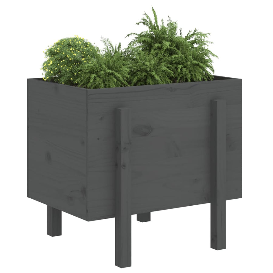 Plantenbak 62X50X57 Cm Massief Grenenhout Grijs