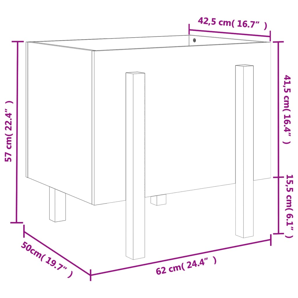 Plantenbak 62X50X57 Cm Massief Grenenhout Grijs