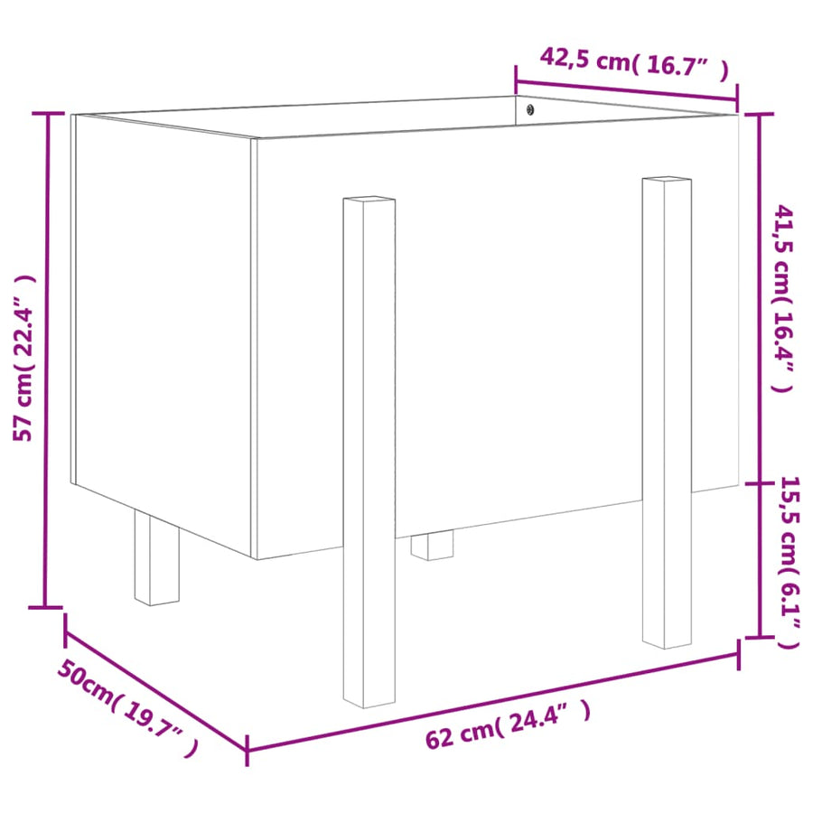 Plantenbak 62X50X57 Cm Massief Grenenhout Grijs