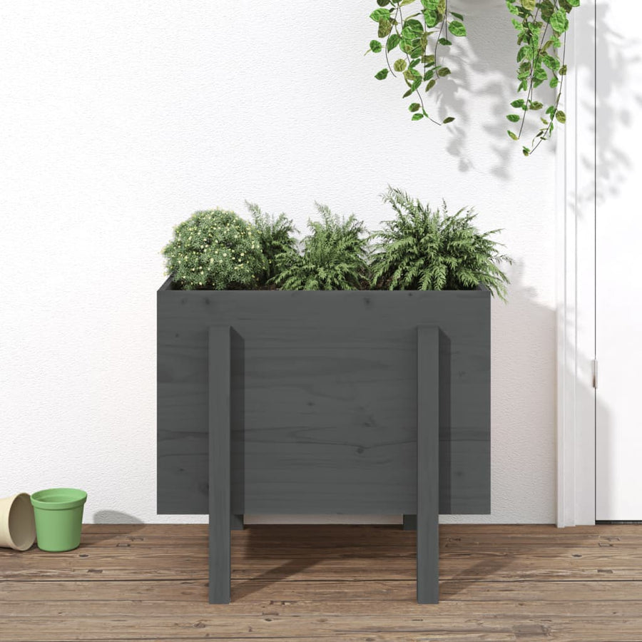 Plantenbak 62X50X57 Cm Massief Grenenhout Grijs