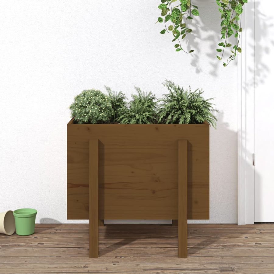 810552  Plantenbak 62X50X57 Cm Massief Grenenhout Honingbruin
