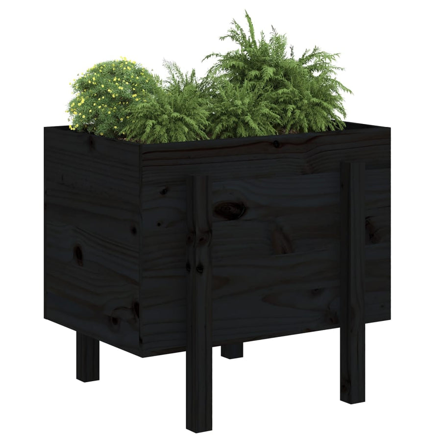 Plantenbak 62X50X57 Cm Massief Grenenhout Zwart