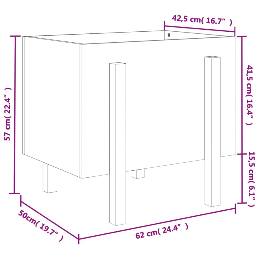 Plantenbak 62X50X57 Cm Massief Grenenhout Zwart