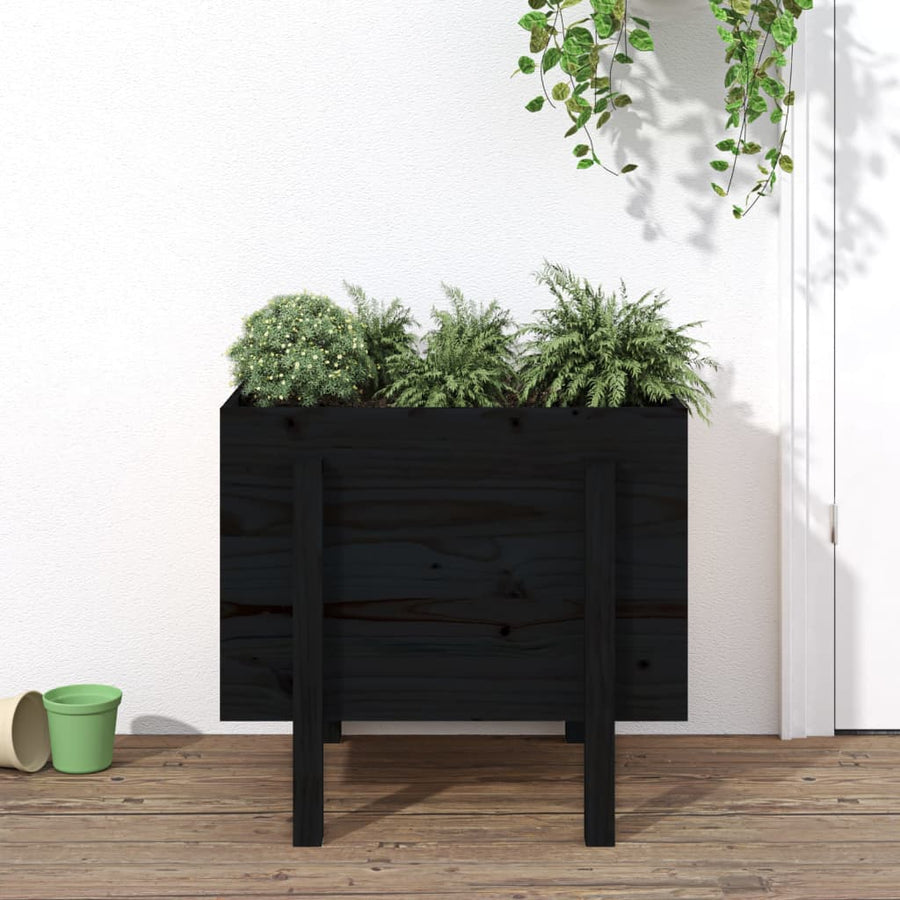 Plantenbak 62X50X57 Cm Massief Grenenhout Zwart
