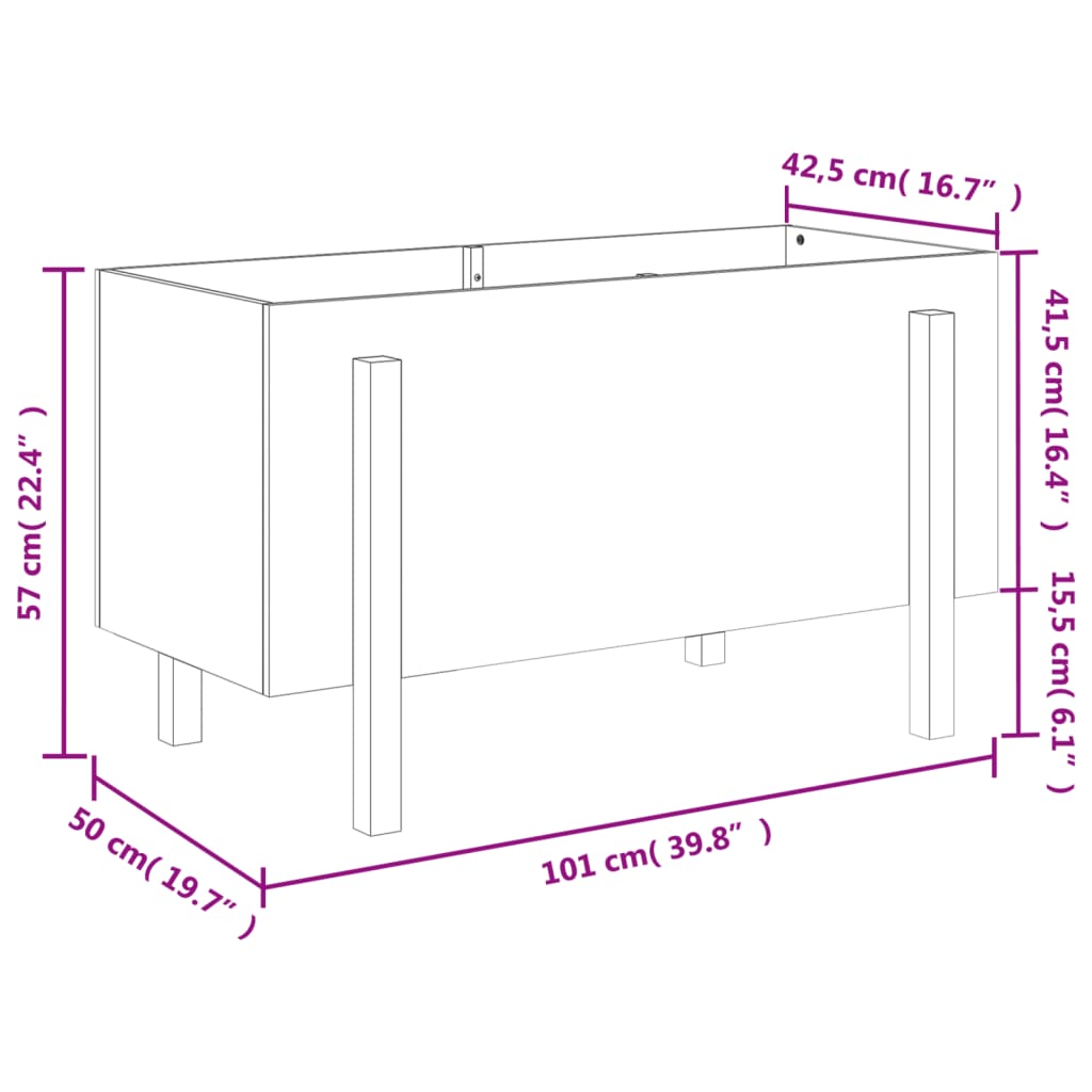 Plantenbak Verhoogd 101X50X57 Cm Massief Grenenhout