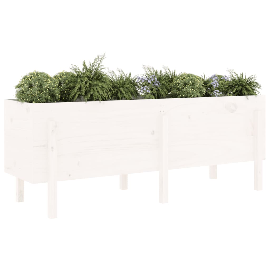 Plantenbak Verhoogd 160X50X57 Cm Massief Grenenhout Wit