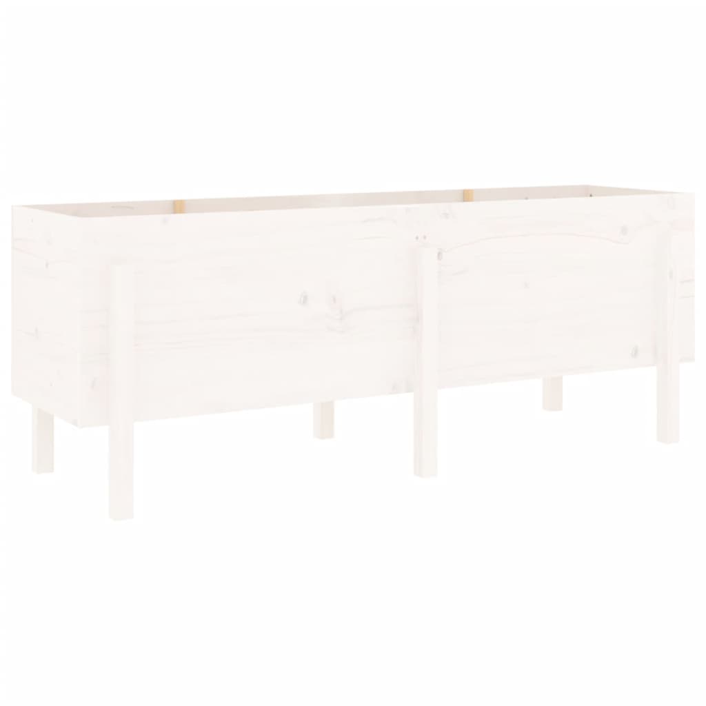 Plantenbak Verhoogd 160X50X57 Cm Massief Grenenhout Wit
