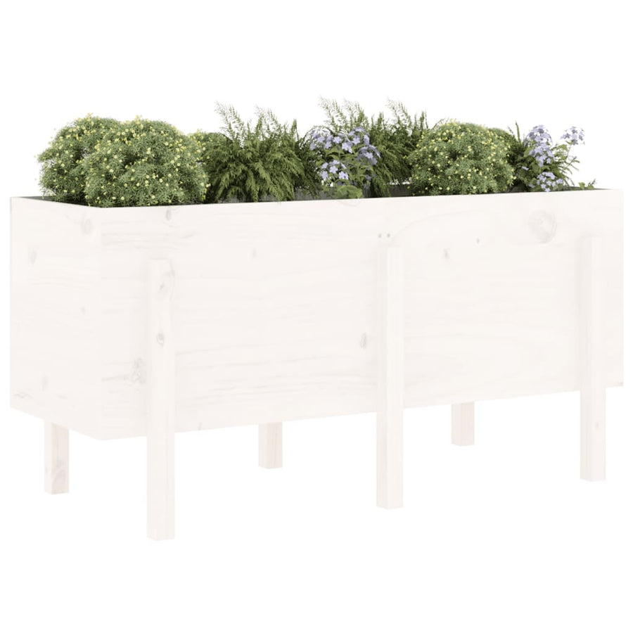 Plantenbak Verhoogd 121X50X57 Cm Massief Grenenhout Wit
