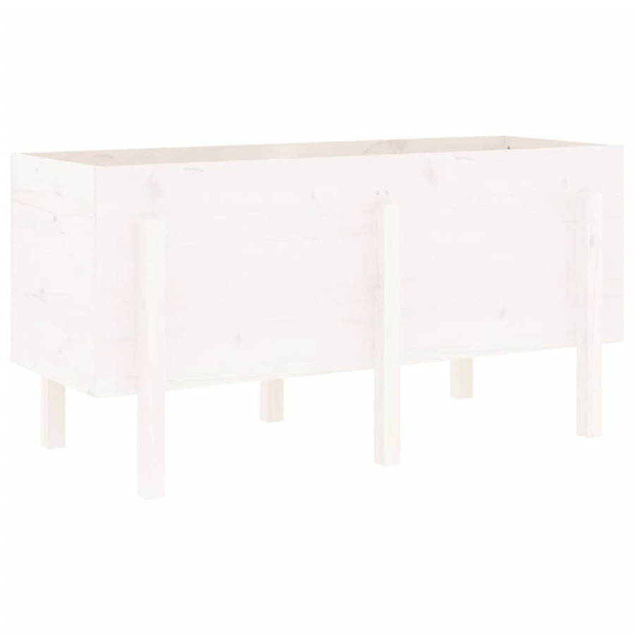 Plantenbak Verhoogd 121X50X57 Cm Massief Grenenhout Wit