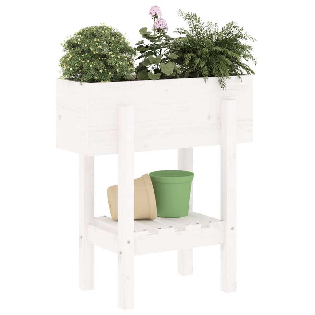 Plantenbak 62X30X69 Cm Massief Grenenhout Wit