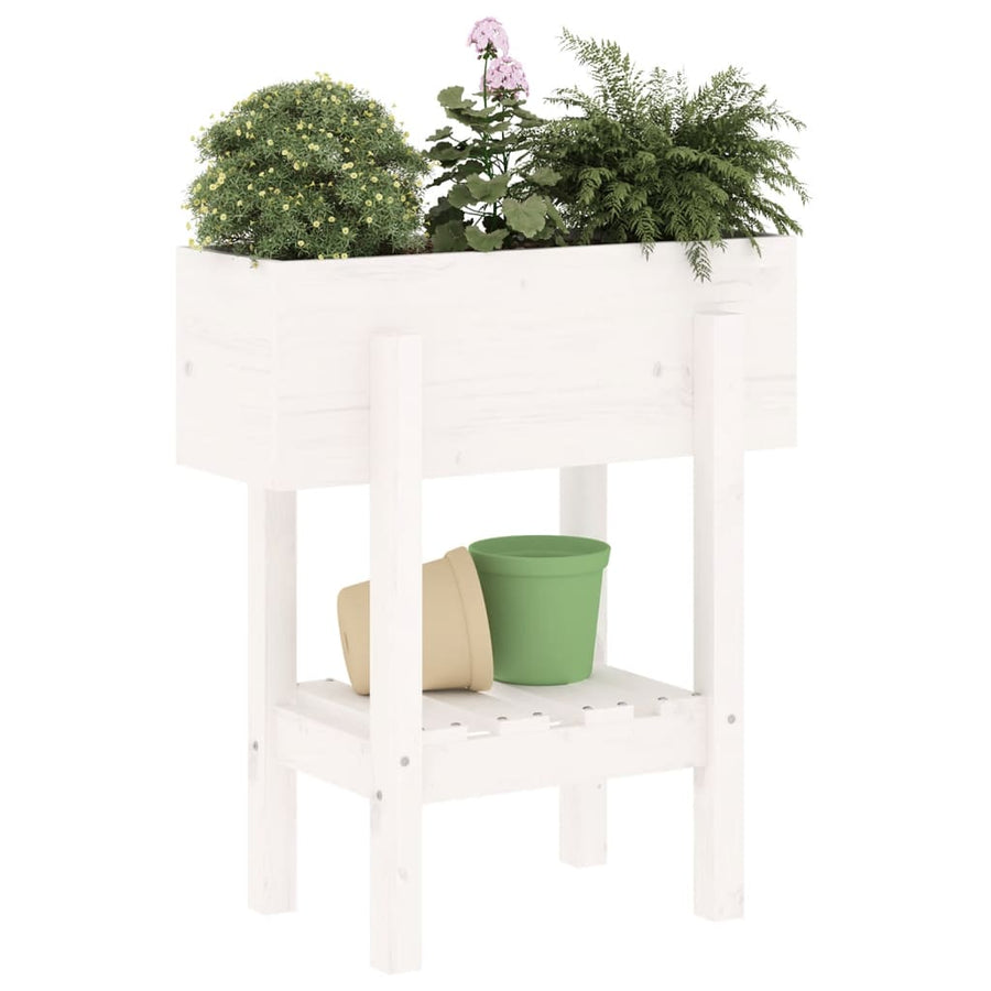 Plantenbak 62X30X69 Cm Massief Grenenhout Wit