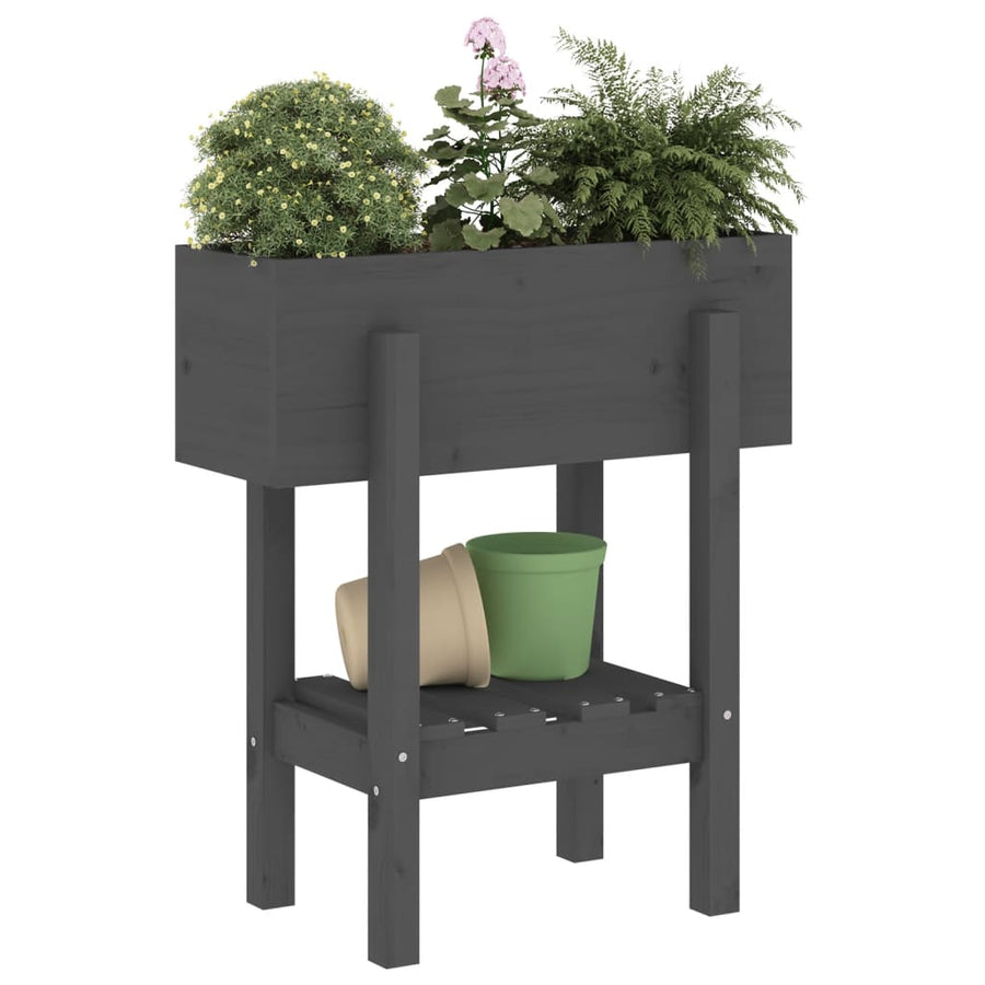 Plantenbak 62X30X69 Cm Massief Grenenhout Grijs
