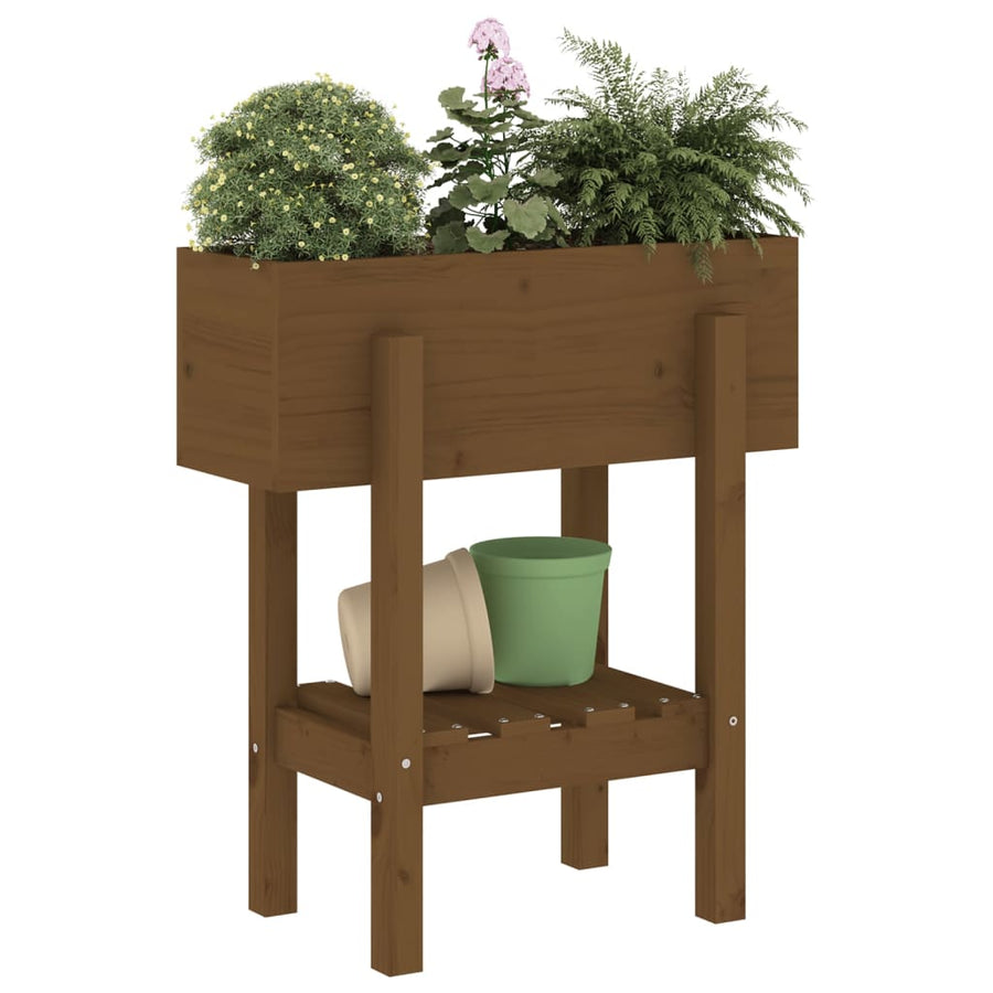 Plantenbak 62X30X69 Cm Massief Grenenhout Honingbruin