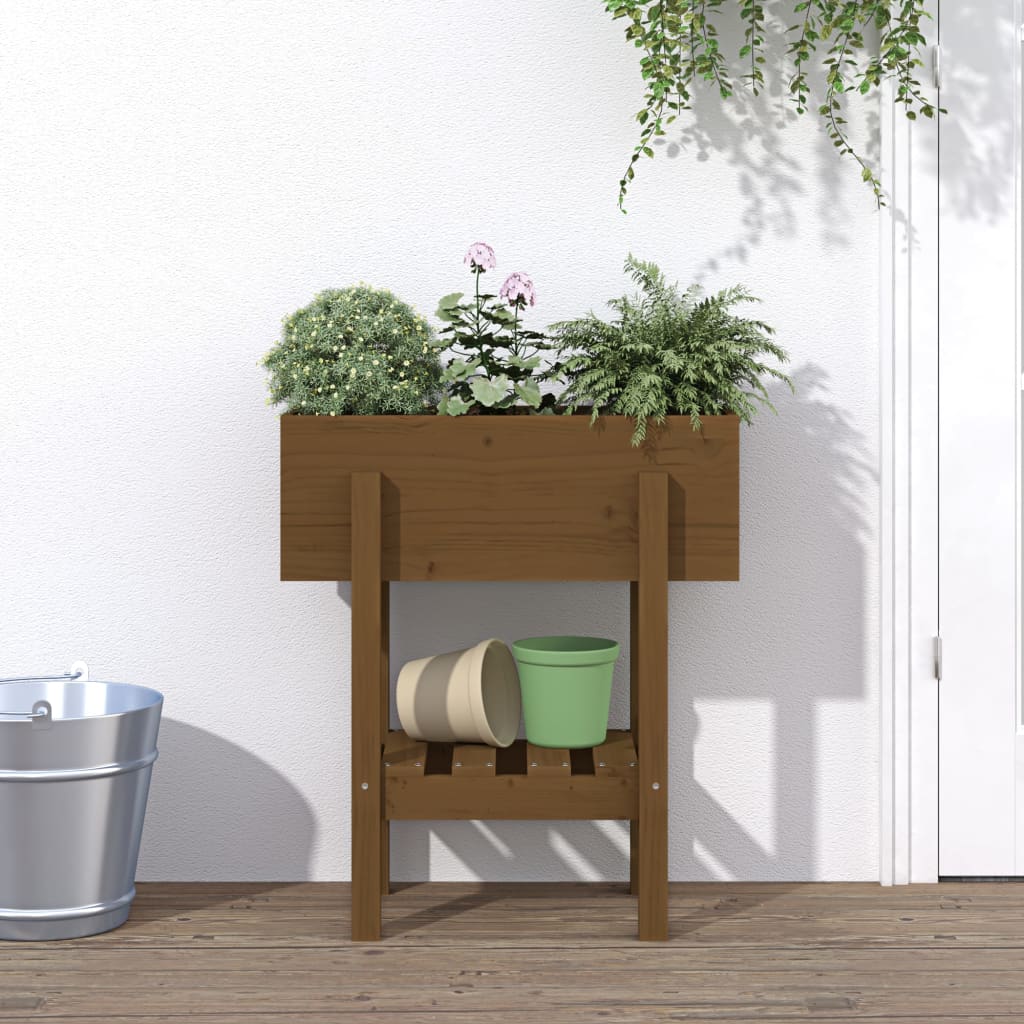 Plantenbak 62X30X69 Cm Massief Grenenhout Honingbruin
