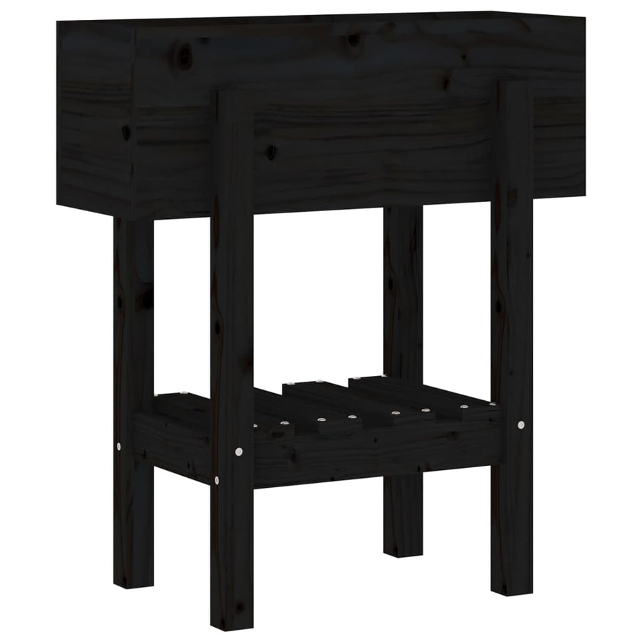 Plantenbak 62X30X69 Cm Massief Grenenhout Zwart