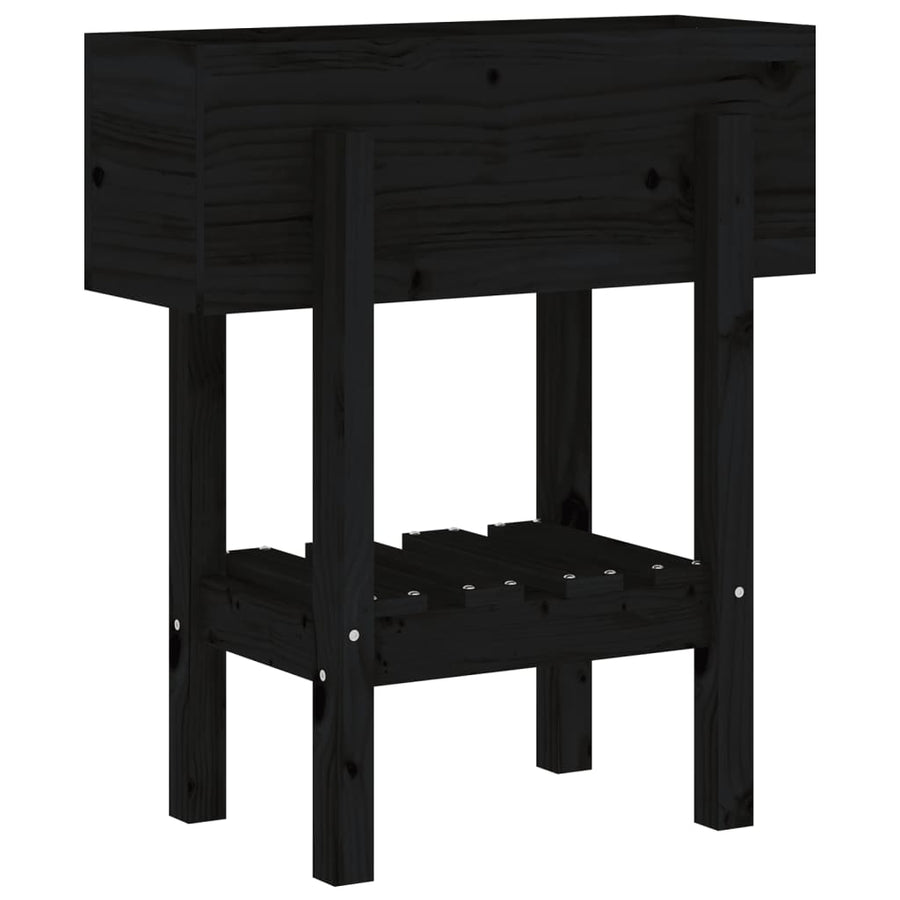 Plantenbak 62X30X69 Cm Massief Grenenhout Zwart