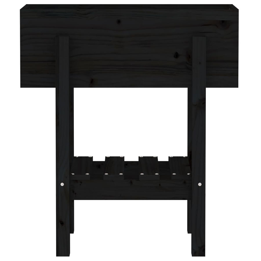 Plantenbak 62X30X69 Cm Massief Grenenhout Zwart