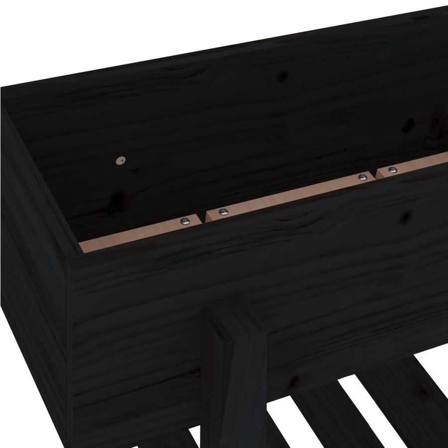 Plantenbak 62X30X69 Cm Massief Grenenhout Zwart