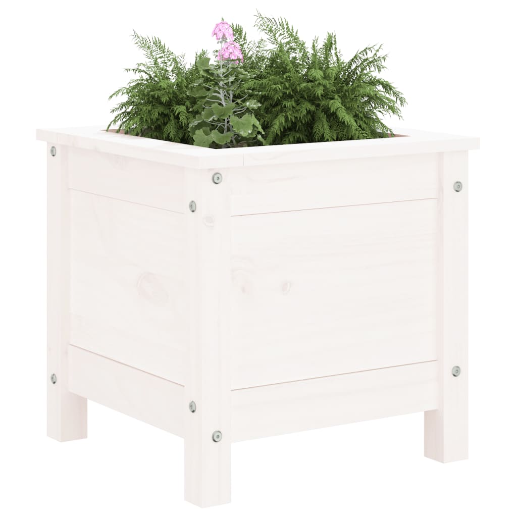 Plantenbak 40X40X39 Cm Massief Grenenhout Wit