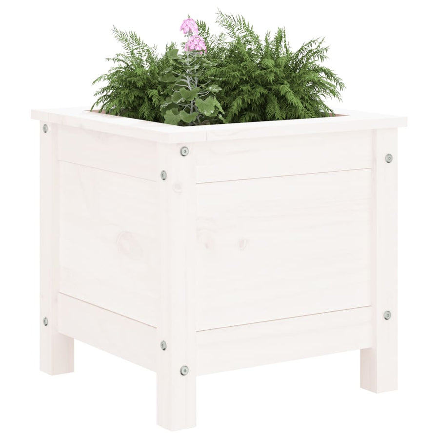 Plantenbak 40X40X39 Cm Massief Grenenhout Wit