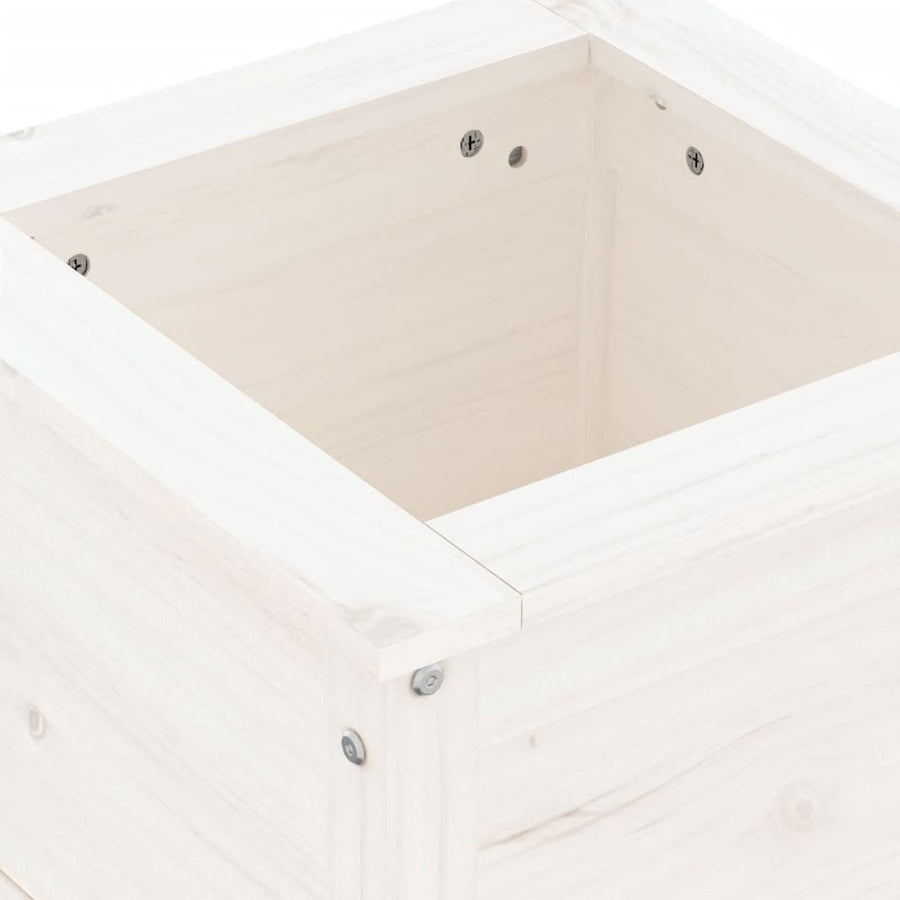 Plantenbak 40X40X39 Cm Massief Grenenhout Wit