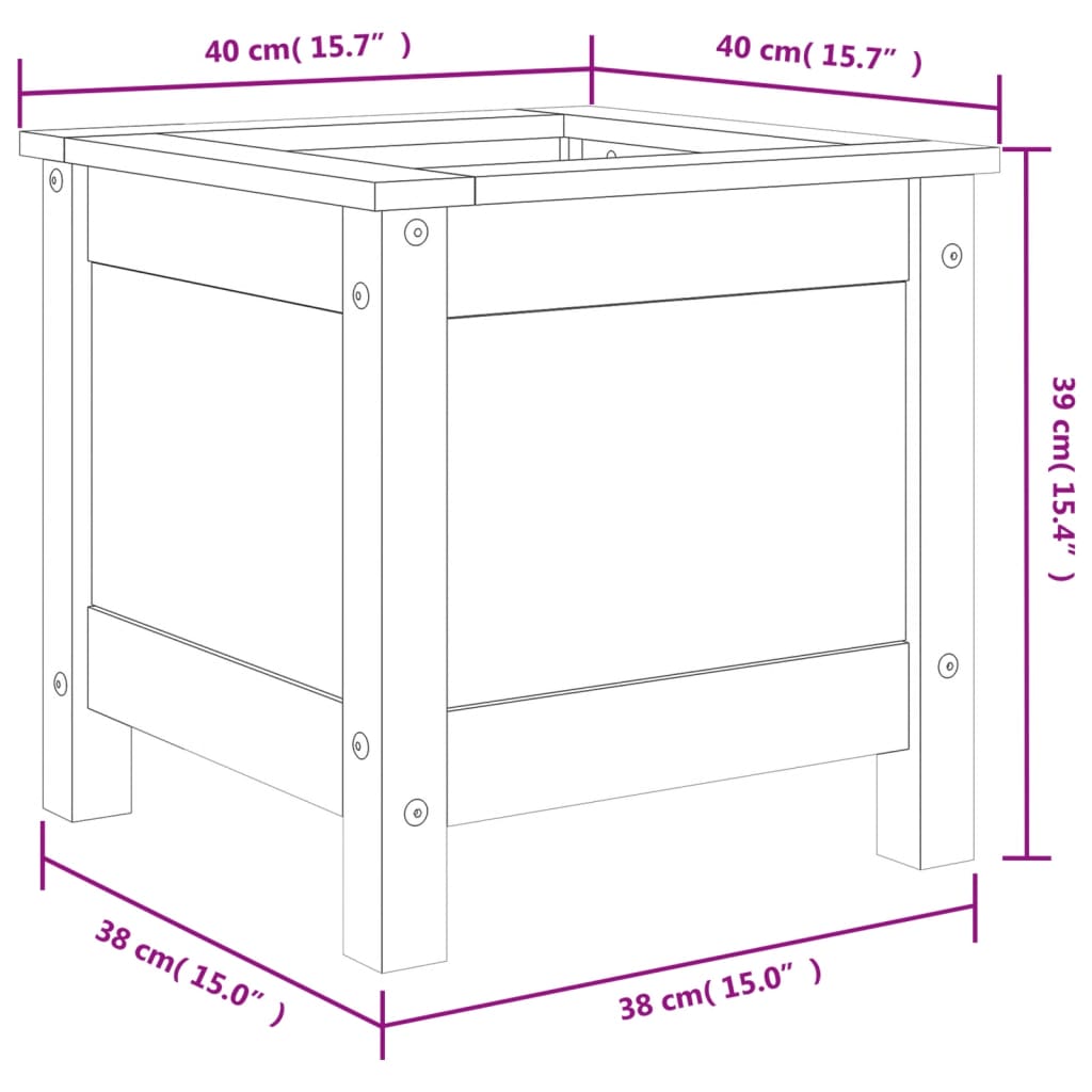 Plantenbak 40X40X39 Cm Massief Grenenhout Wit
