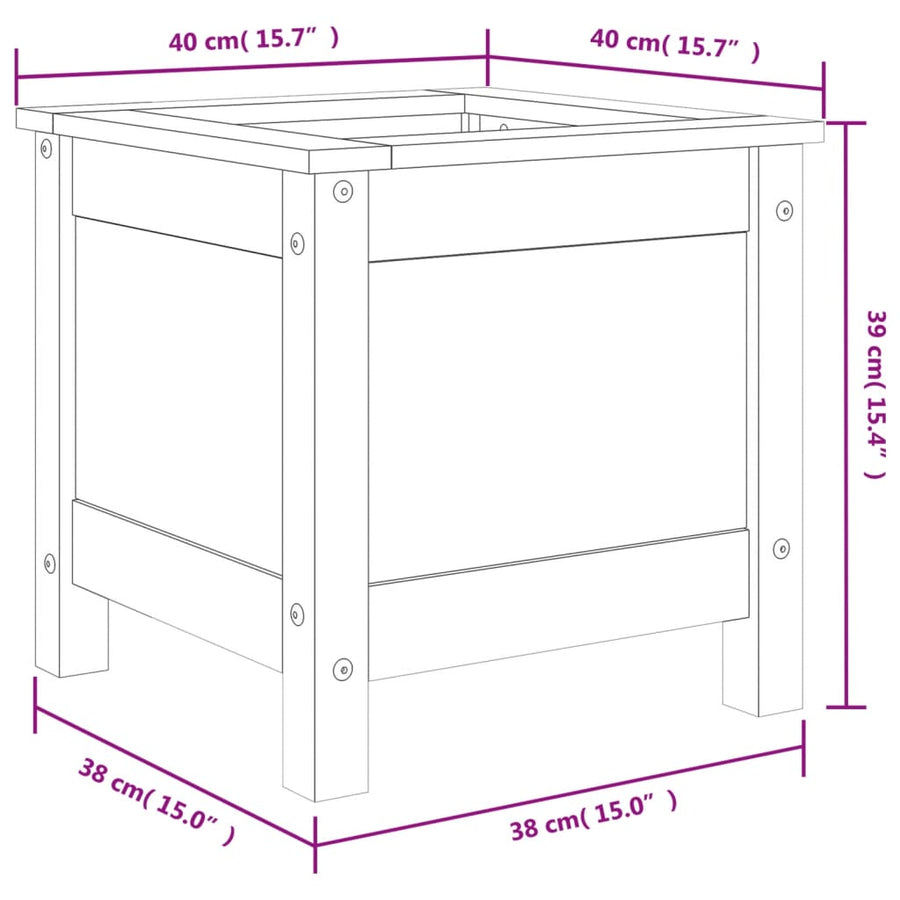 Plantenbak 40X40X39 Cm Massief Grenenhout Wit
